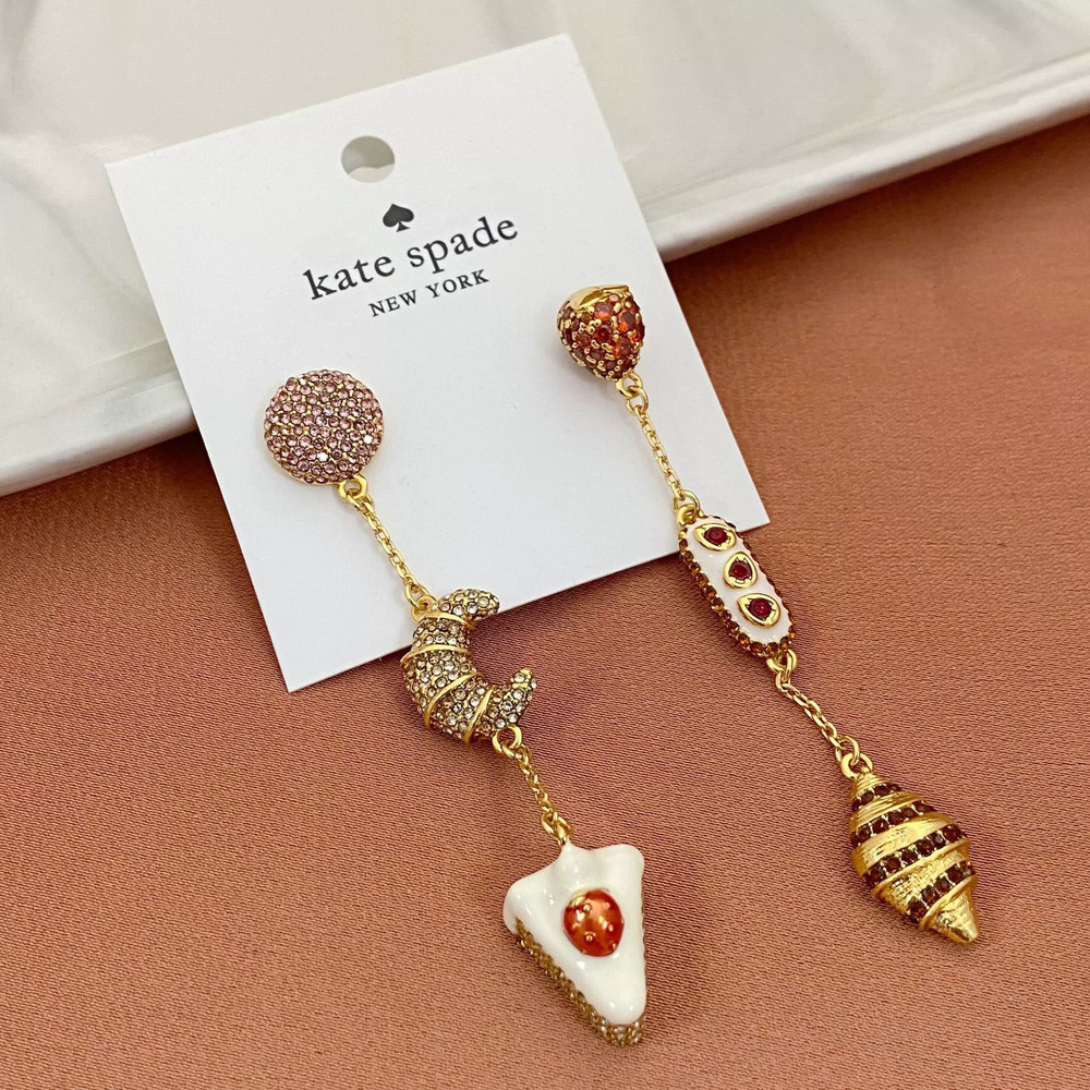 Kate SPADE Enamel Strawberry and Bread Earrings Metal